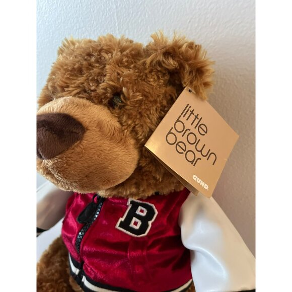 Gund Bloomingdale's Little Brown Bear Red White Varsity Jacket Plush Stuffed '17 - Picture 2 of 11